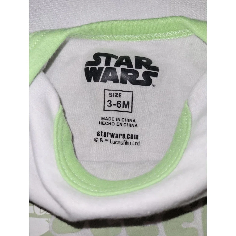Star Wars Size 3-6 Months White Green Baby  Yoda Bodysuit And Pants Outfit